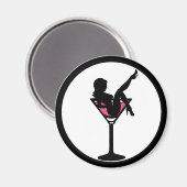 Martini glass girl silhouette simpele magneet (Voorkant / Achterkant)