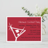 Martini Glass Kerstuitnodigingen (Burgandy) Kaart (Staand voorkant)