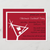 Martini Glass Kerstuitnodigingen (Burgandy) Kaart (Voorkant / Achterkant)