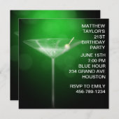 Martini Glass Mans 21ste verjaardagsfeest Kaart (Voorkant / Achterkant)
