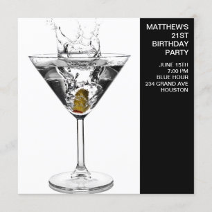 Martini Glass Mans Birthday Party Kaart