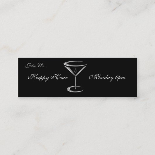 Martini Glass Metallic Happy Hour Visitekaartjes (Voorkant)