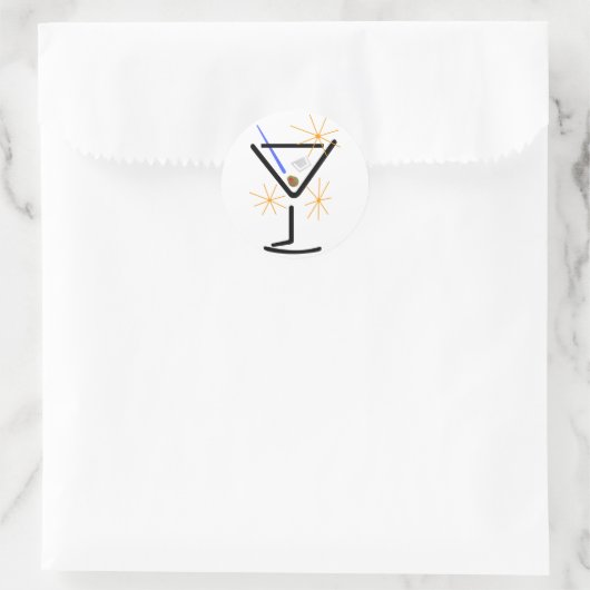 Martini Glass Ronde Sticker (Tas)