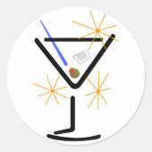Martini Glass Ronde Sticker (Voorkant)