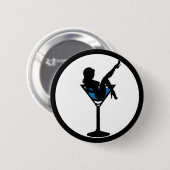 Martini glass silhouette bachelor party button (Voorkant /achterkant)