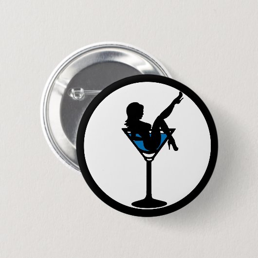 Martini glass silhouette bachelor party button (Voorkant /achterkant)