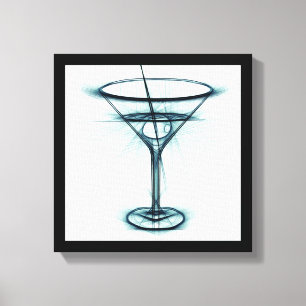 Martini Glass Sketch Canvas Afdruk