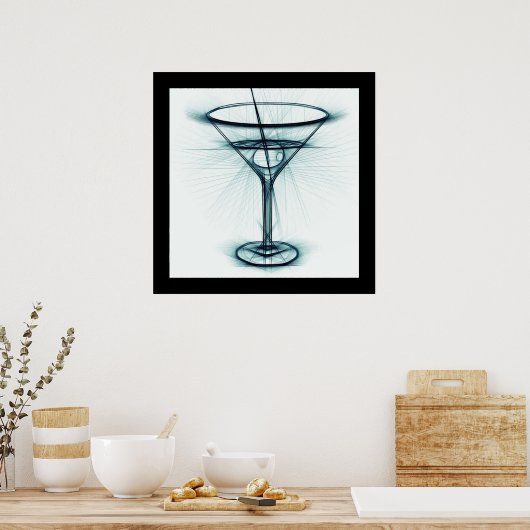 Martini Glass Sketch Poster (Keuken)