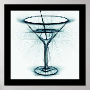 Martini Glass Sketch Poster