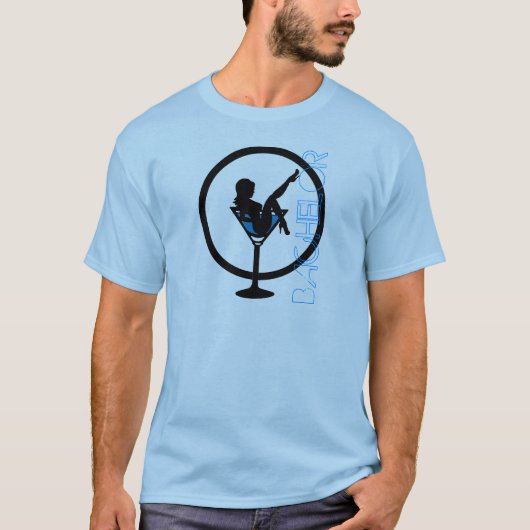 Martini glass t-shirt silhouette blue bachelor (Voorkant)