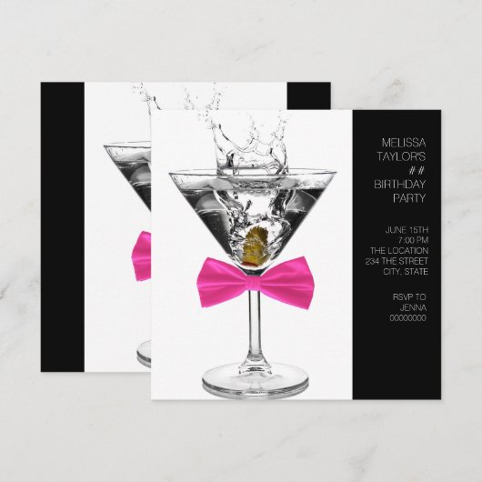 Martini Glass Vrouwen Elk Nummer Verjaardagsfeest Kaart (Voorkant / Achterkant)