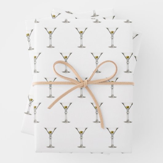 Martini Glass Wrapping Paper Flat Sheet Set 3 (In situ)