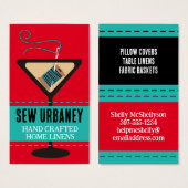 Martini glazen naald en draad naaigeschenk label visitekaartje (Voorkant /achterkant)