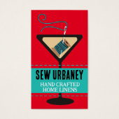 Martini glazen naald en draad naaigeschenk label visitekaartje (Voorkant)