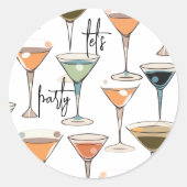 Martini glazen patroon | Hipster | Midden eeuw Ronde Sticker (Voorkant)