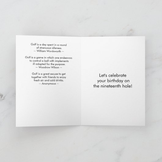 Martini Golf Ball Verjaardag Kaart (Binnen)