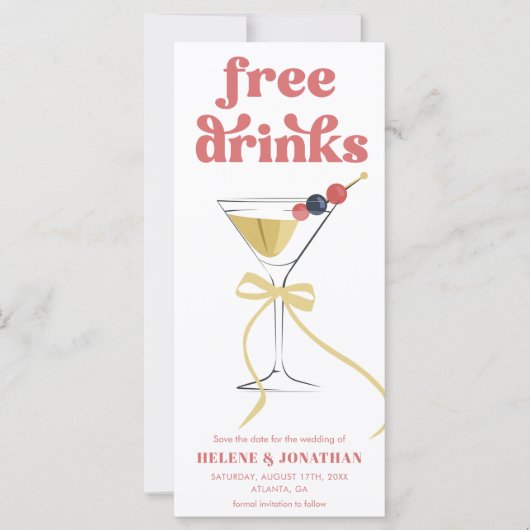Martini Gratis Drinken Elegante bruiloft Save The  (Voorkant)