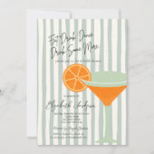 Martini Green Stripes Vrijgezellenfeest Kaart (Voorkant)