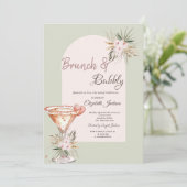 Martini Hart Boho Bloemen Brunch & Bubbels Kaart (Staand voorkant)