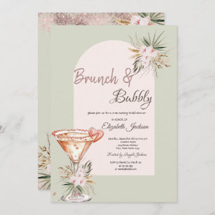 Martini Hart Boho Bloemen Brunch & Bubbly Kaart