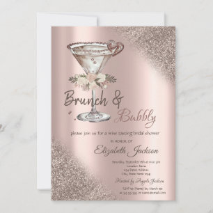 Martini Heart Glitter Bokeh Brunch & Bubbly Kaart