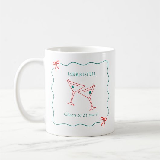 Martini juicht 21 jaar koffiemok (Links)