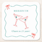 Martini juicht voor 21 jaar verjaardagsfeest kartonnen onderzetters (Voorkant)