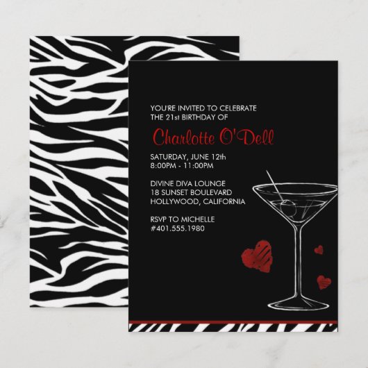 martini | liefde/hart; verjaardagsfeest kaart (Voorkant / Achterkant)