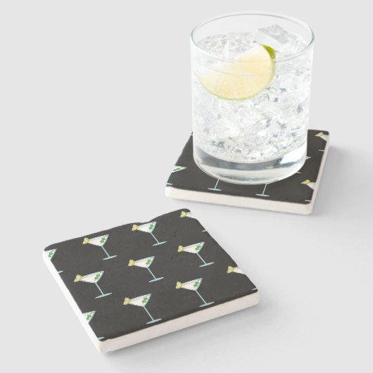 Martini Liefhebbers Cocktailglas Bartender Alcohol Stenen Onderzetter (Zijkant)