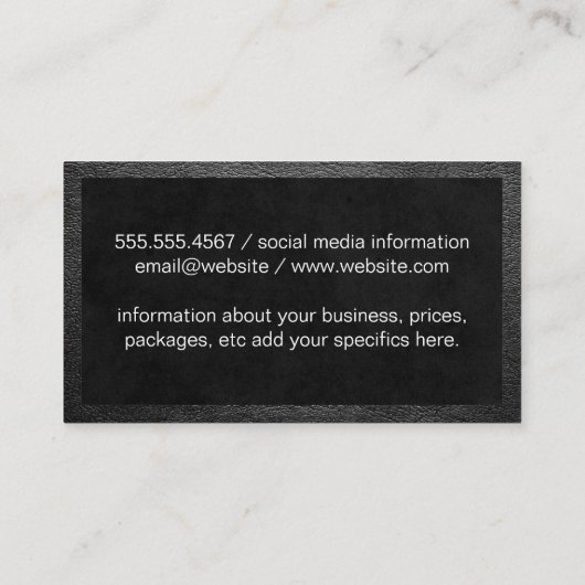 Martini Logo | Zwarte leder Visitekaartje (Achterkant)