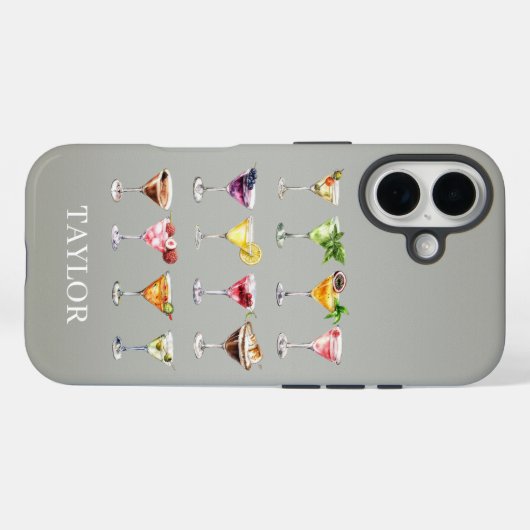 Martini Madness Monogram Case-Mate iPhone Case (Achterkant (horizontaal))