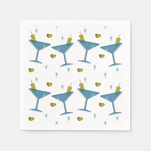 Martini Madness Retro Mid-Century Cocktail servett Servet (Voorkant)