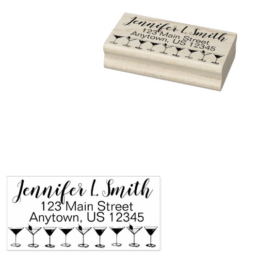 Martini Manhattan Cosmo Cocktail Personalized Rubberstempel (Gestempeld)