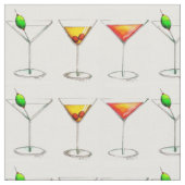 Martini, Manhattan, Cosmo Cocktails Fabric Stof (Close Up)