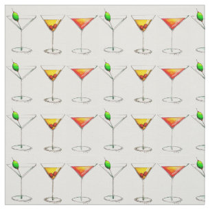 Martini, Manhattan, Cosmo Cocktails Fabric Stof
