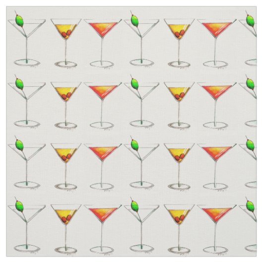 Martini, Manhattan, Cosmo Cocktails Fabric Stof (Swatch)