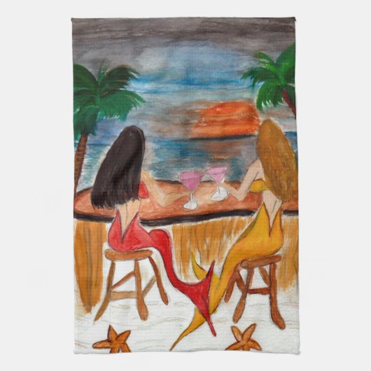 Martini Mermaids kunstkeuken- en badhanddoeken Theedoek (Verticaal)