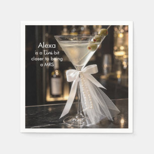 Martini met een sluier, parels en bruidsnaam servet