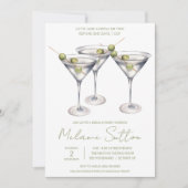Martini met Olijven, Cocktail Drank, Bruidsfeest Kaart (Voorkant)