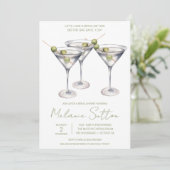 Martini met Olijven, Cocktail Drank, Bruidsfeest Kaart (Staand voorkant)