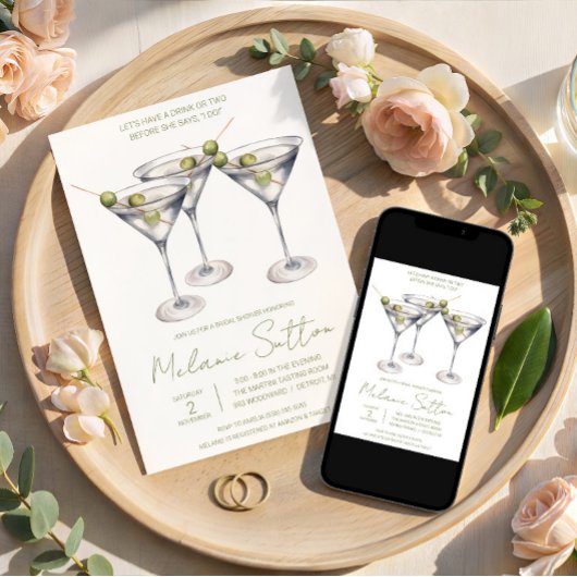 Martini met Olijven, Cocktail Drank, Bruidsfeest Kaart