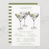 Martini met olijven, Cocktail Drink, Vrijgezellenf Kaart (Voorkant / Achterkant)