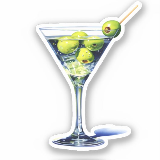 Martini met olijven sticker (Voorkant)