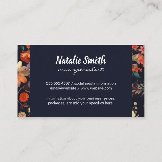 Martini / Mixologie | Bloemenachtergrond Visitekaartje (Achterkant)