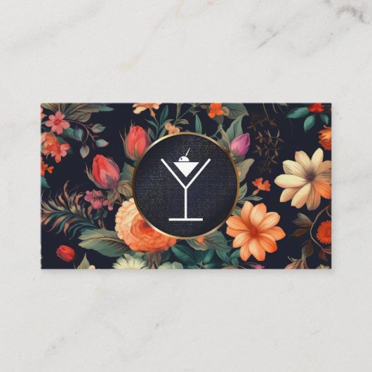 Martini / Mixologie | Bloemenachtergrond Visitekaartje (Voorkant)