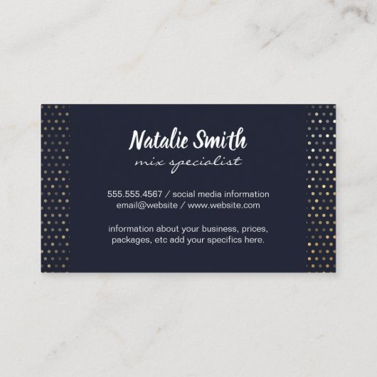 Martini / Mixologie | goudgespikkeld metaalpatroon Visitekaartje (Achterkant)