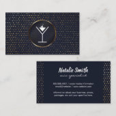 Martini / Mixologie | goudgespikkeld metaalpatroon Visitekaartje (Voorkant / Achterkant)