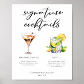 Martini Mojito Signature Cocktails Bruiloft Menu Poster (Voorkant)