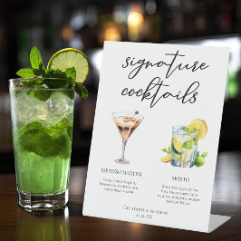 Martini Mojito Signature Cocktails Bruiloft Menu Reclamebord Met Voetstuk
