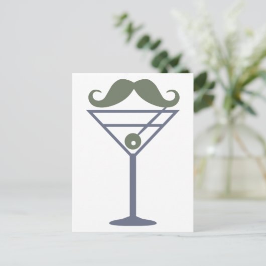Martini Mustache aangepast briefkaart (Staand voorkant)